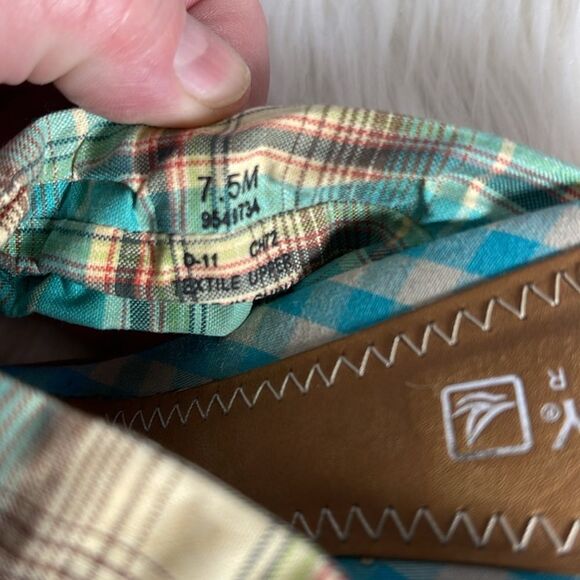 Sperry Topsider Shoreham Plaid T Strap Cork Wedge Sandals Sz 7.5 - Picture 6 of 8